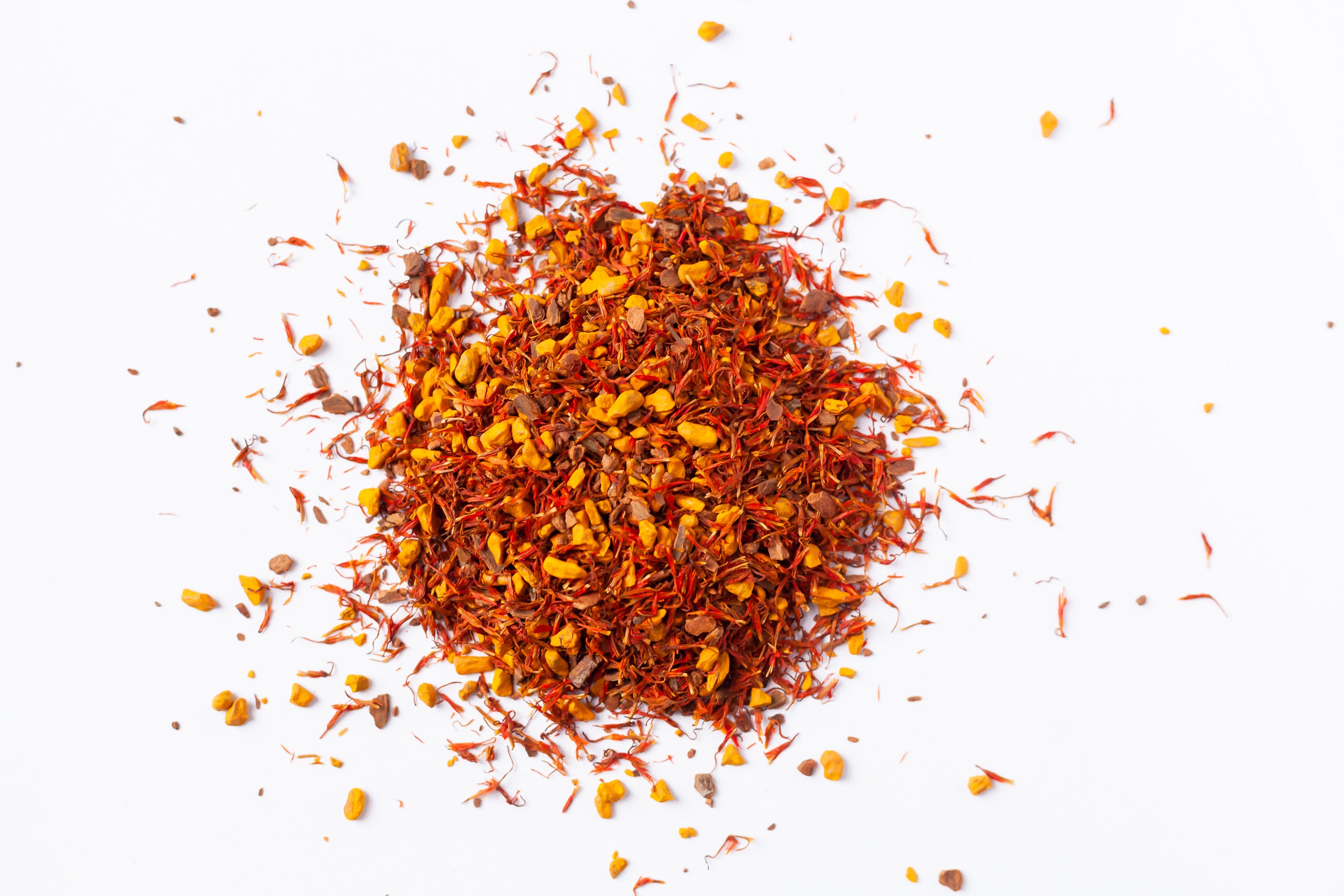 liver health tonic herbs featuring turmeric, cinnamon, and safflower